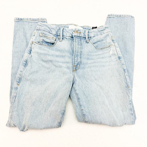 Good American x Zara Light Wash Ripped Straight Leg Denim Jeans Size 4/36 - Picture 4 of 9